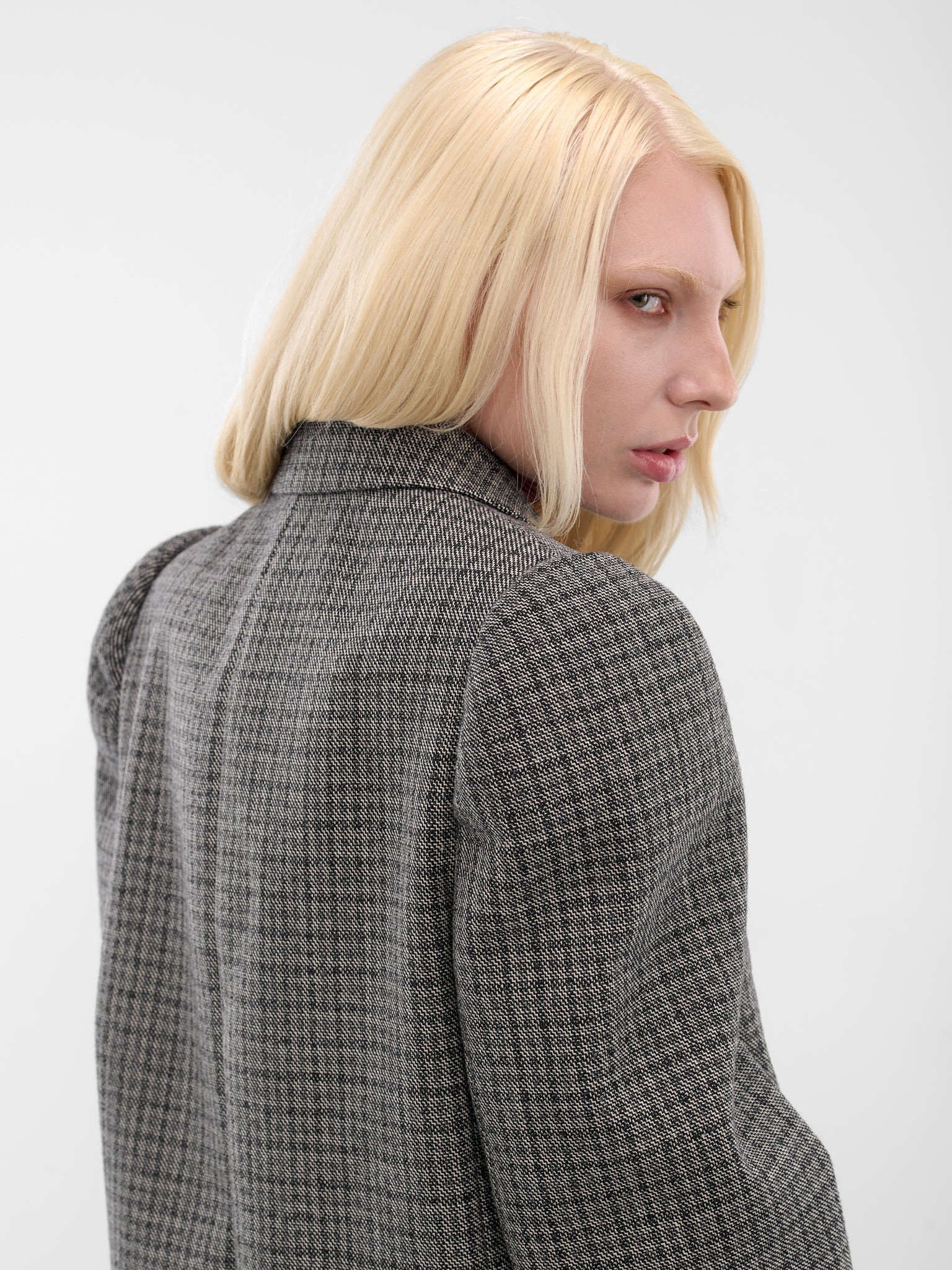 Gray Check Double-Breasted Blazer - 4