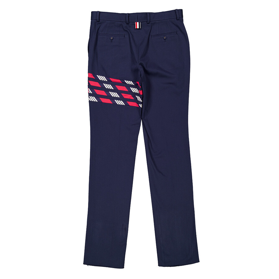 Thom Browne Men's Blue Cotton 4-Bar Chino Trouser - 2