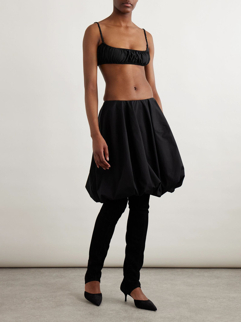 Alaïa Gathered cotton-poplin mini skirt Black outlook