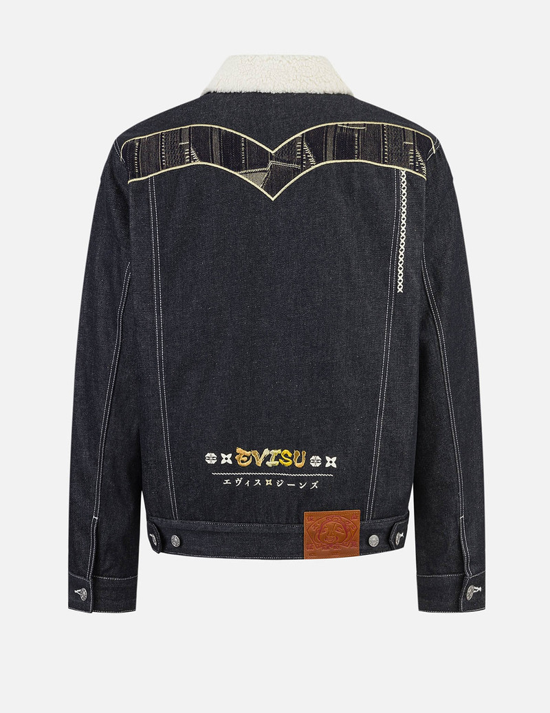 EVISU Contracting Embroidery and Inserted Daicock Relax Fit Denim Jacket outlook