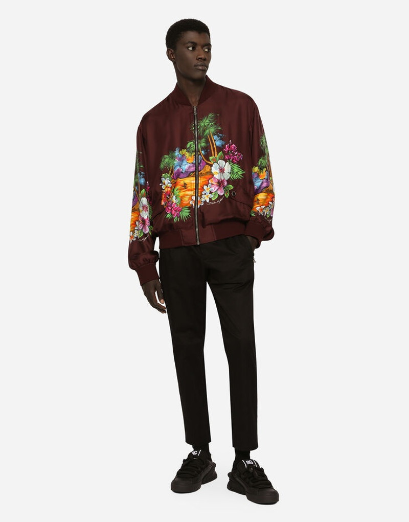 Silk twill jacket with Hawaiian print 4