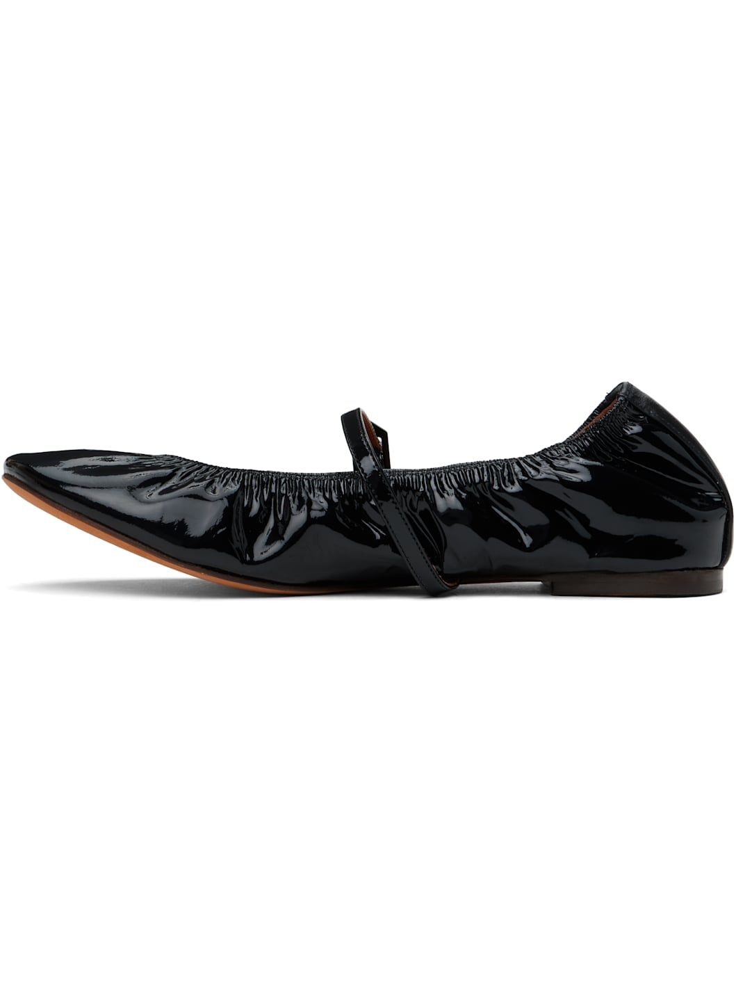 Black Mary Jane Glossy Leather Ballerina Flats - 3