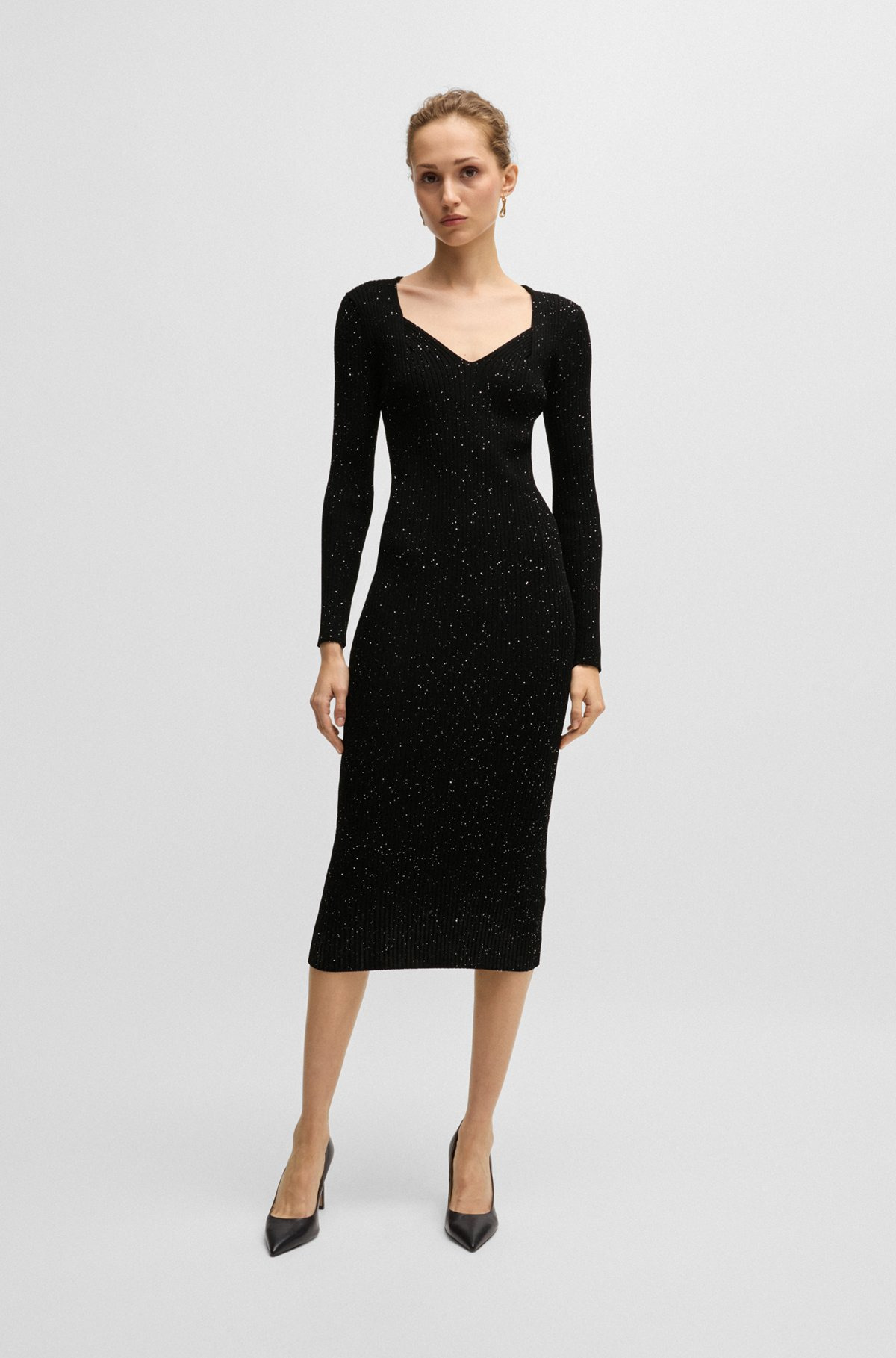 LONG-SLEEVED KNITTED DRESS WITH SEQUIN EMBELLISHMENTS - 2