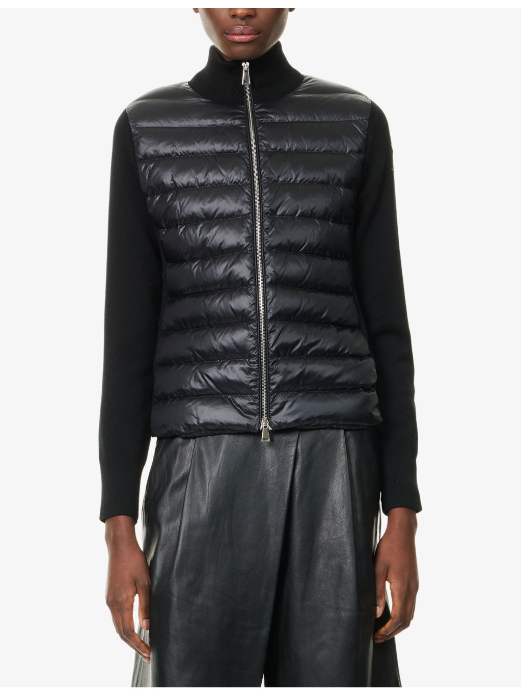 Hybrid Logo-Badge Nylon and Wool Cardigan - 3