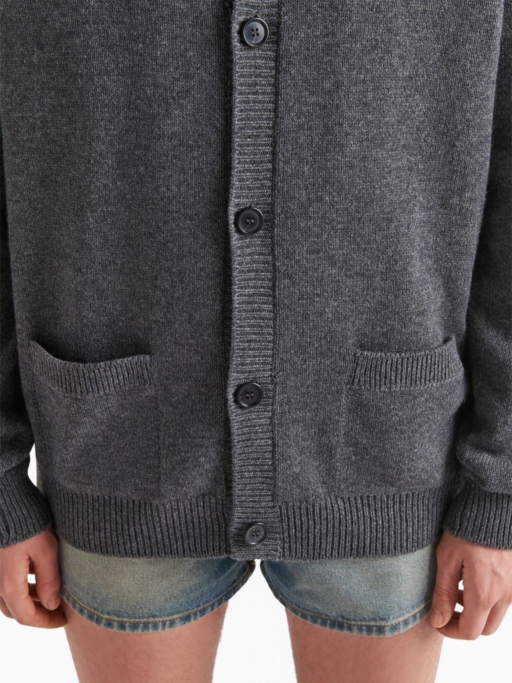 crew neck cashmere cardigan - 4