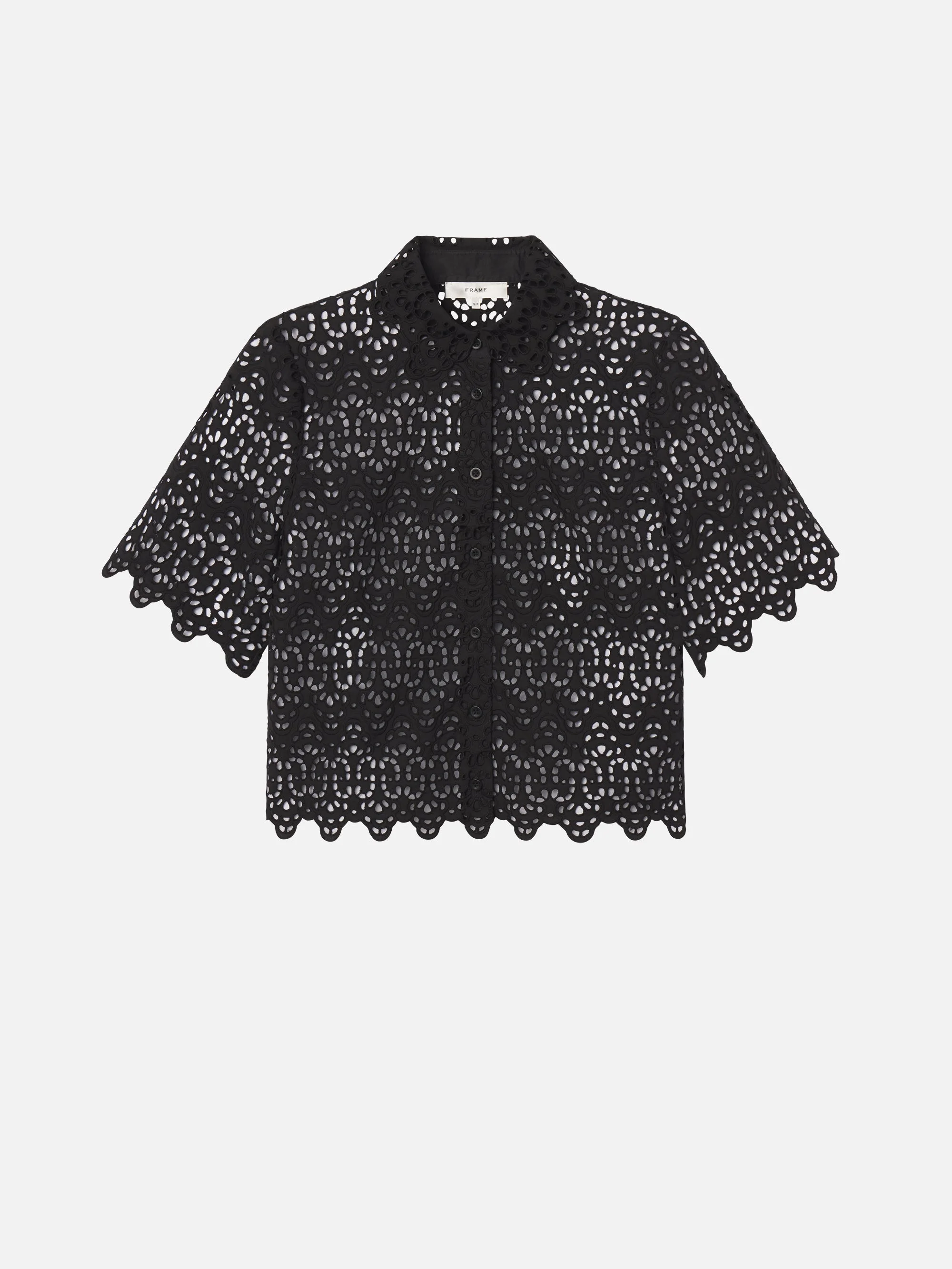 The Deco Eyelet Top in Black - 1