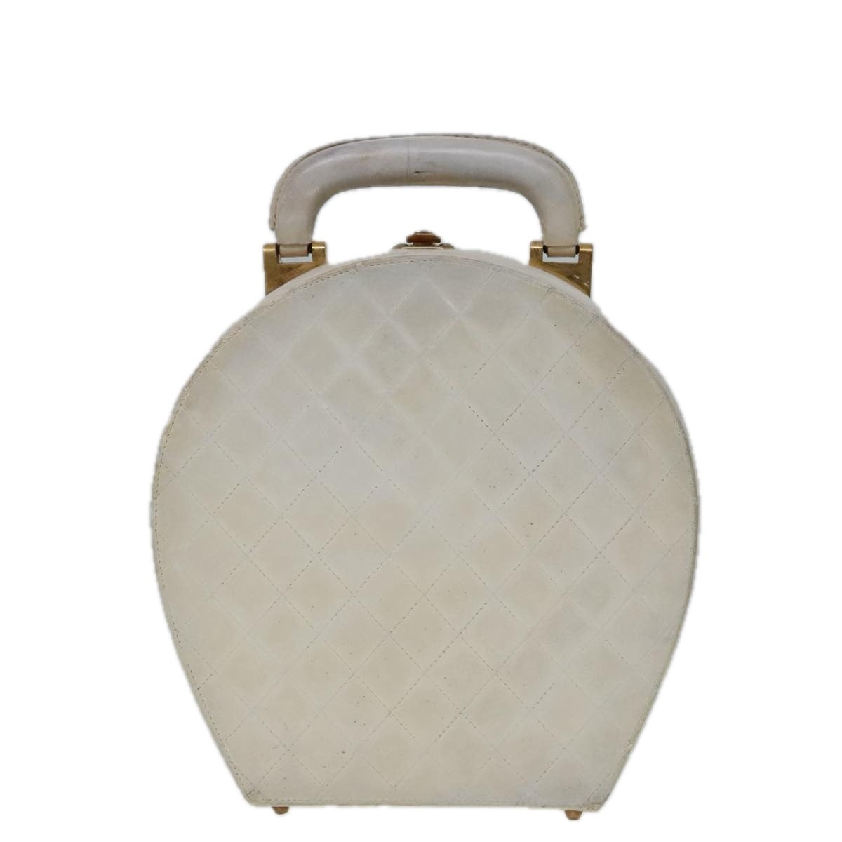 CHANEL Vanity Hand Bag Leather White CC - 13