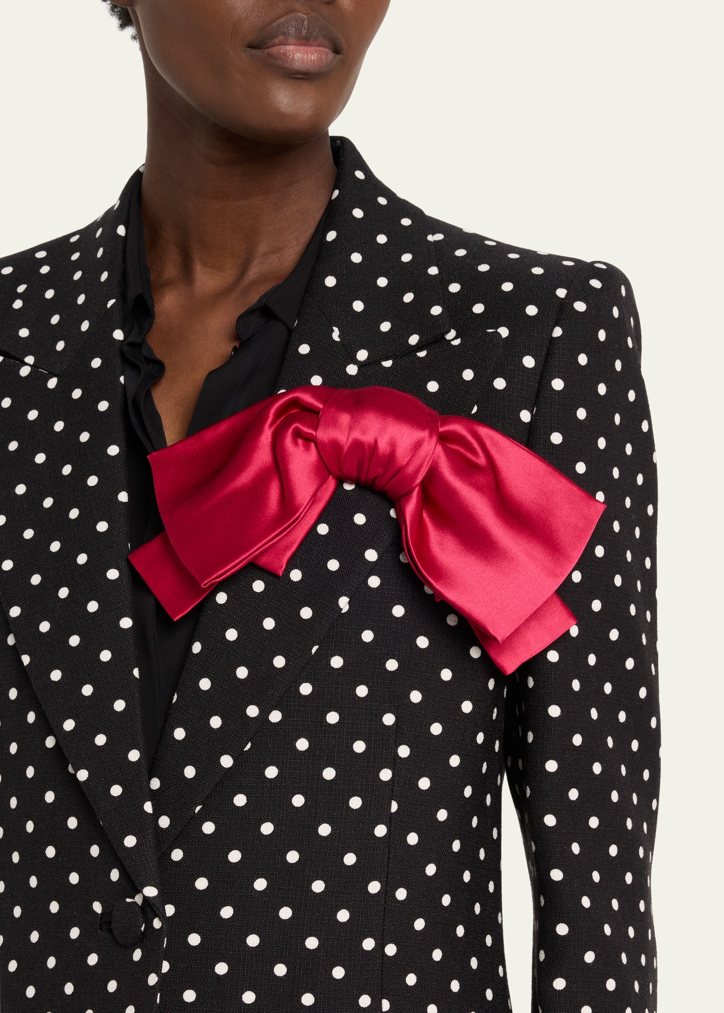Polka Dot Blazer With Bow - 5