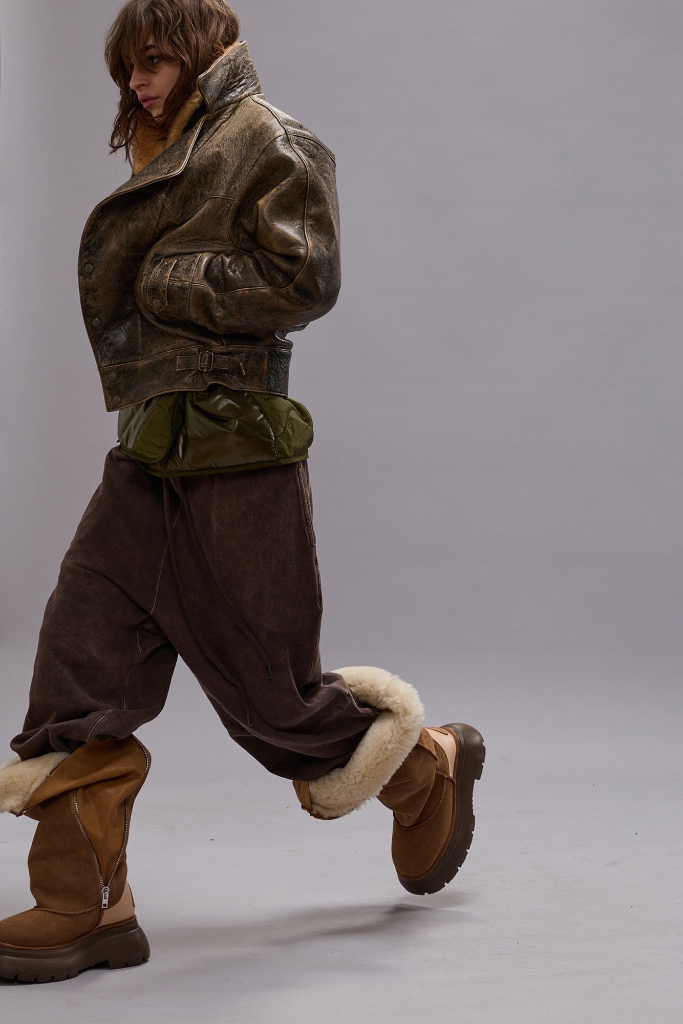 ARTICULATED KNEE SWEATPANT - BROWN - R13 - 3