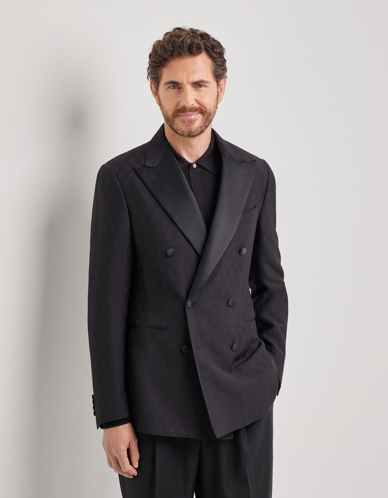 LIGHT BLUE AND BLUE SILK AND CASHMERE REGULAR-FIT OVERCHECK JACKET 45