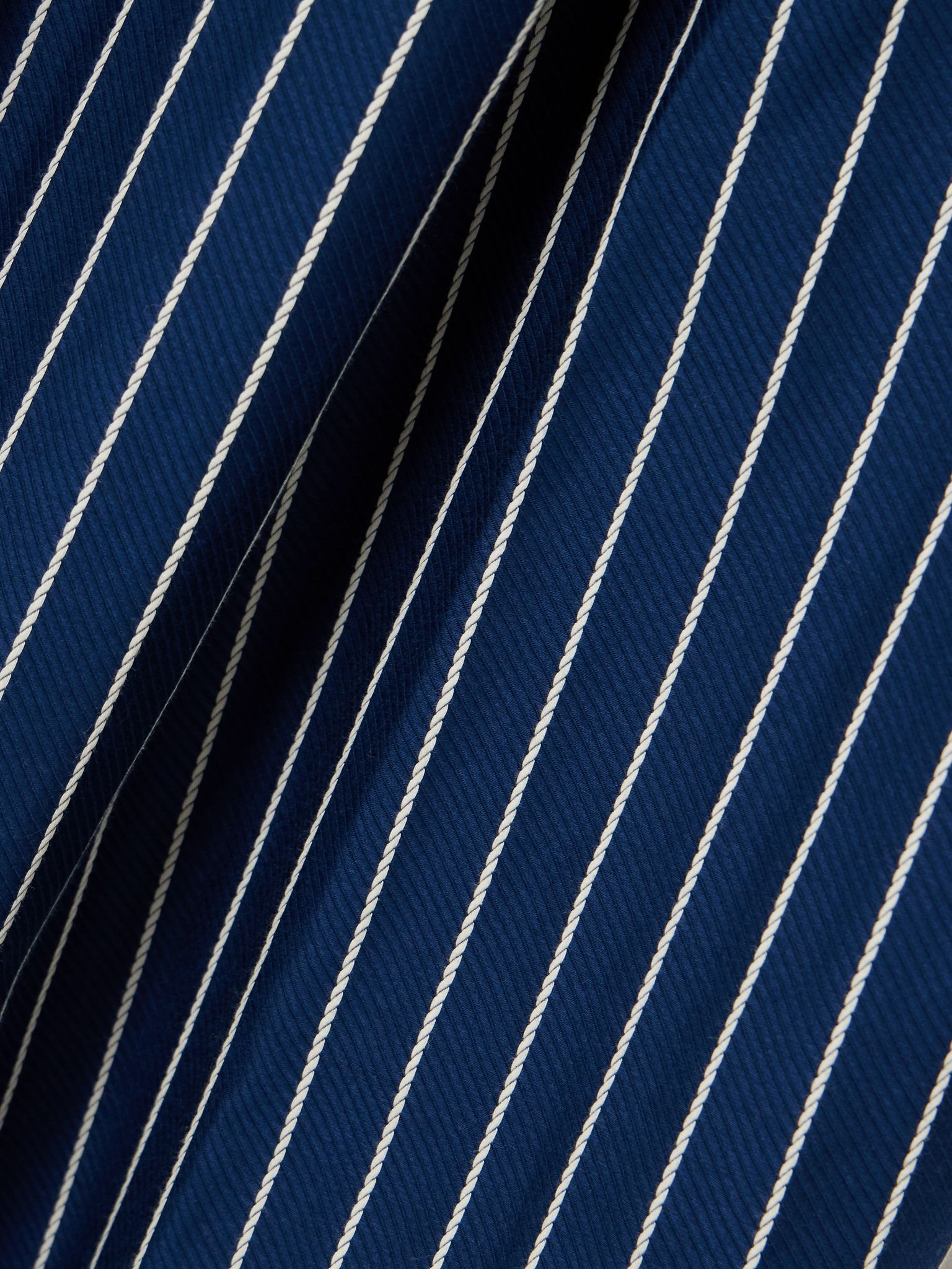 Lalia pleated striped cotton-blend twill wide-leg pants Navy - 5