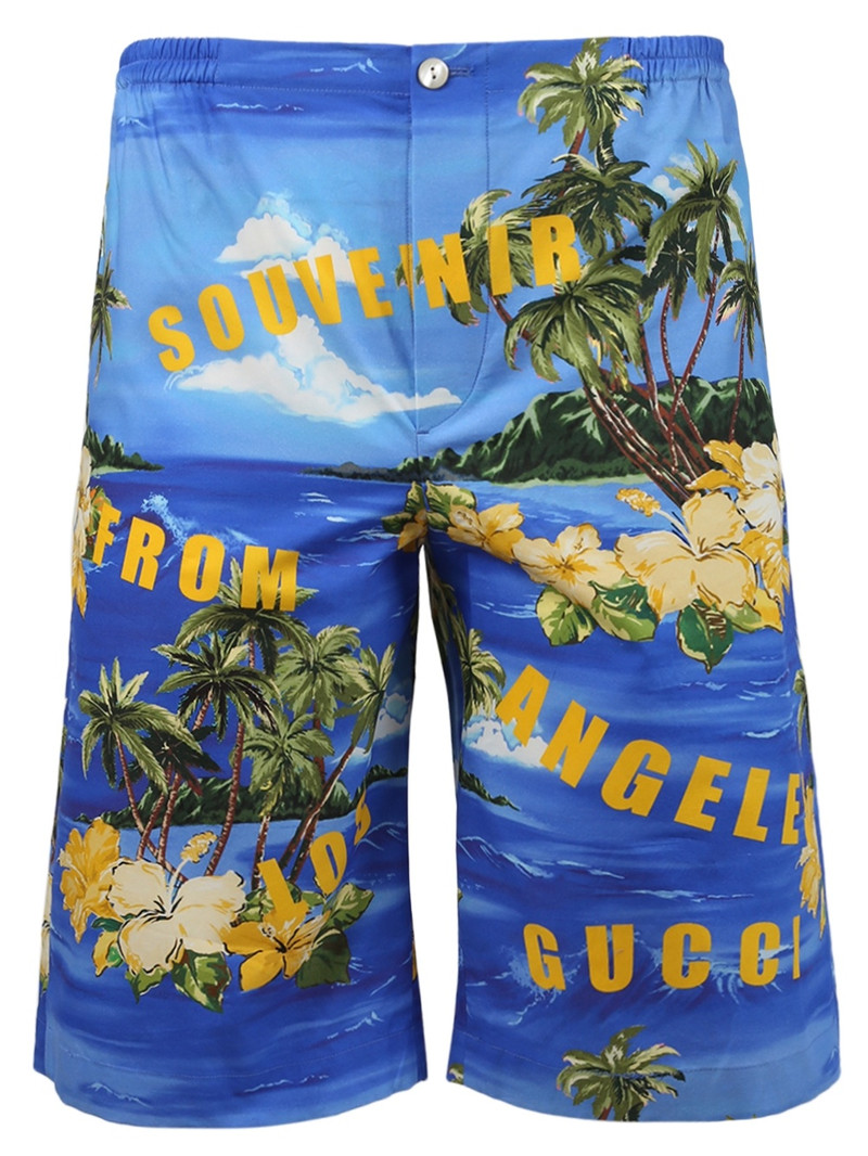 graphic-print high-waisted shorts - 1