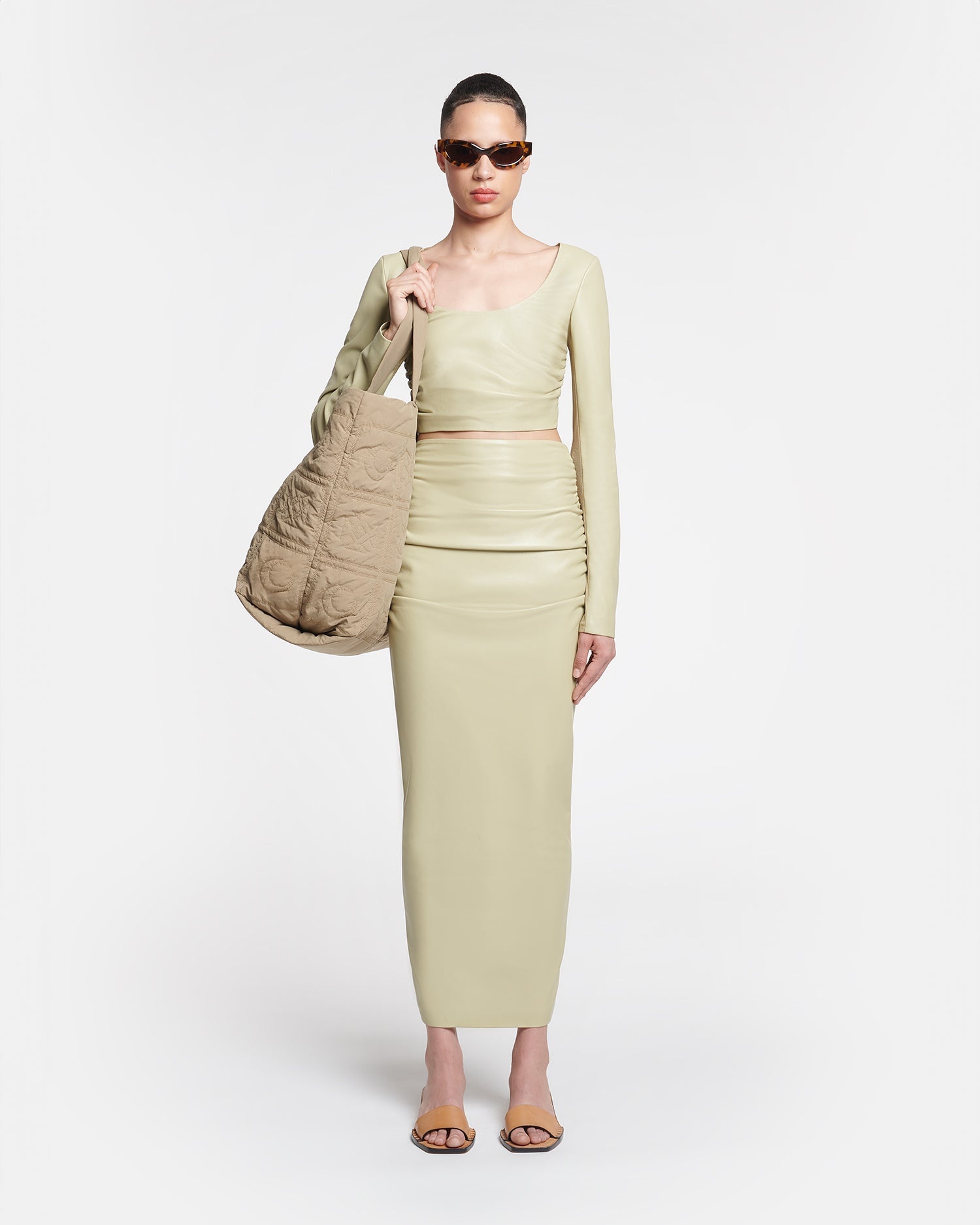 Ruched Okobor™ Alt-Leather Midi Skirt - 2