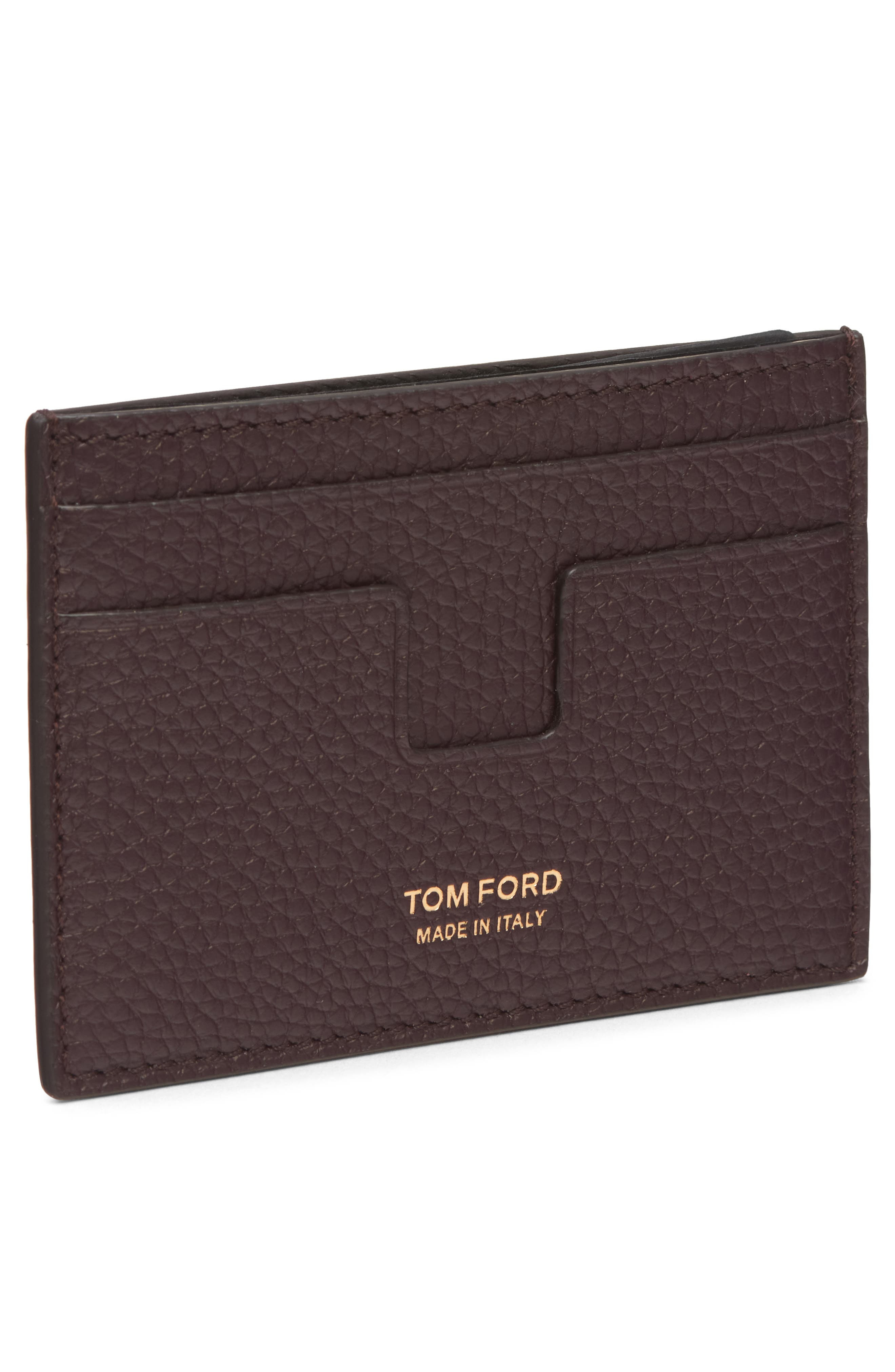 TOM FORD T-Line Soft Grain Leather Card Holder in 1R011 Oxblood at Nordstrom - 2