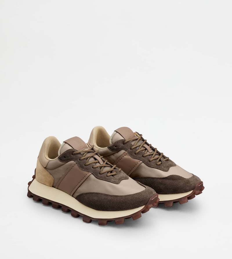 SNEAKERS TOD'S 1T IN SUEDE AND FABRIC - BROWN, OFF WHITE 3