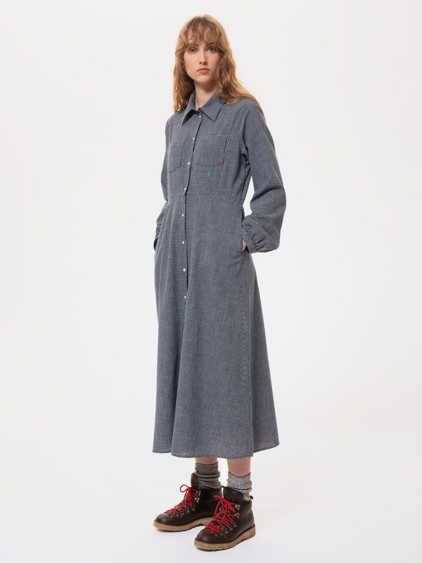 Selma Check Dress Indigo - 4