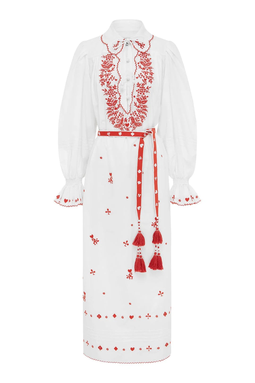 Hearts Embroidered Midi Dress - 1