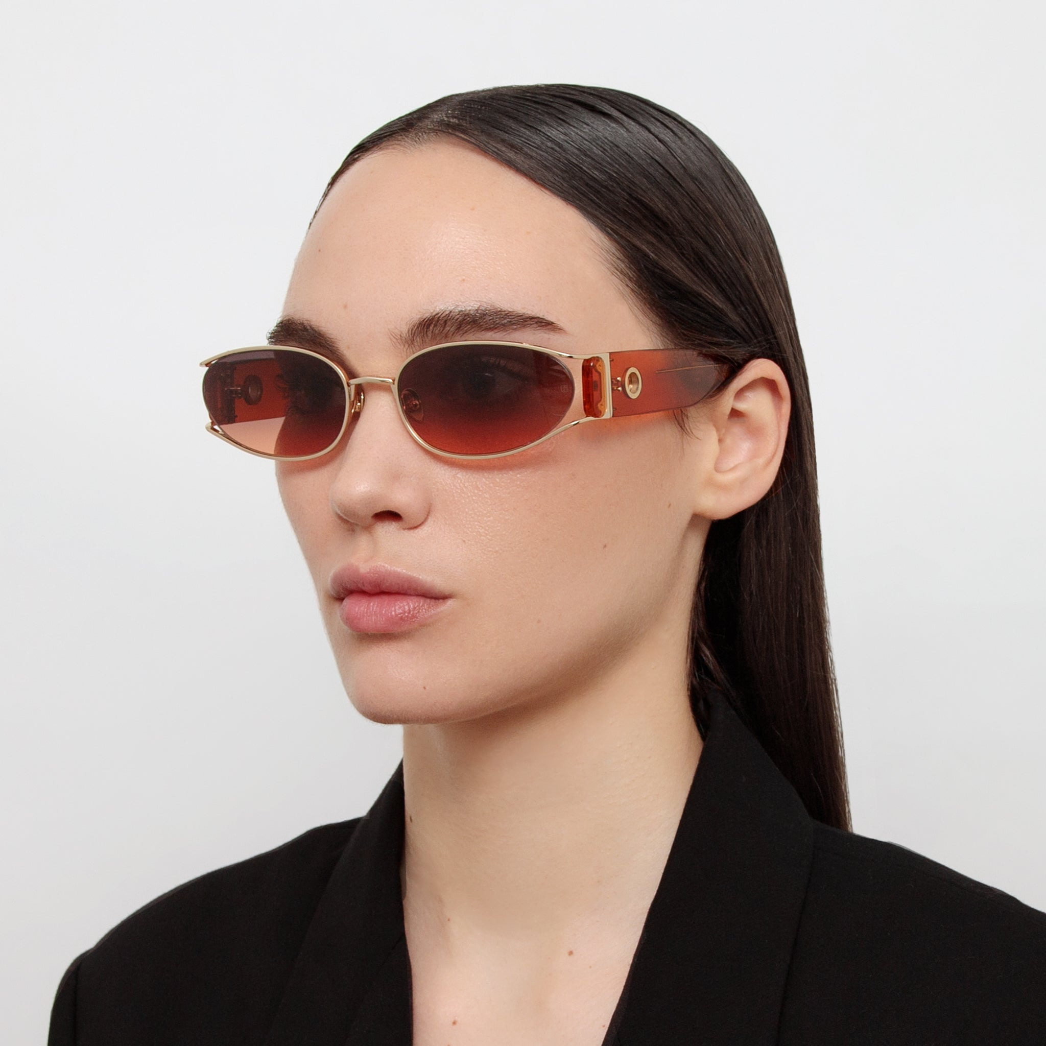 SHELBY CAT EYE SUNGLASSES IN LIGHT GOLD AND DUSK - 2