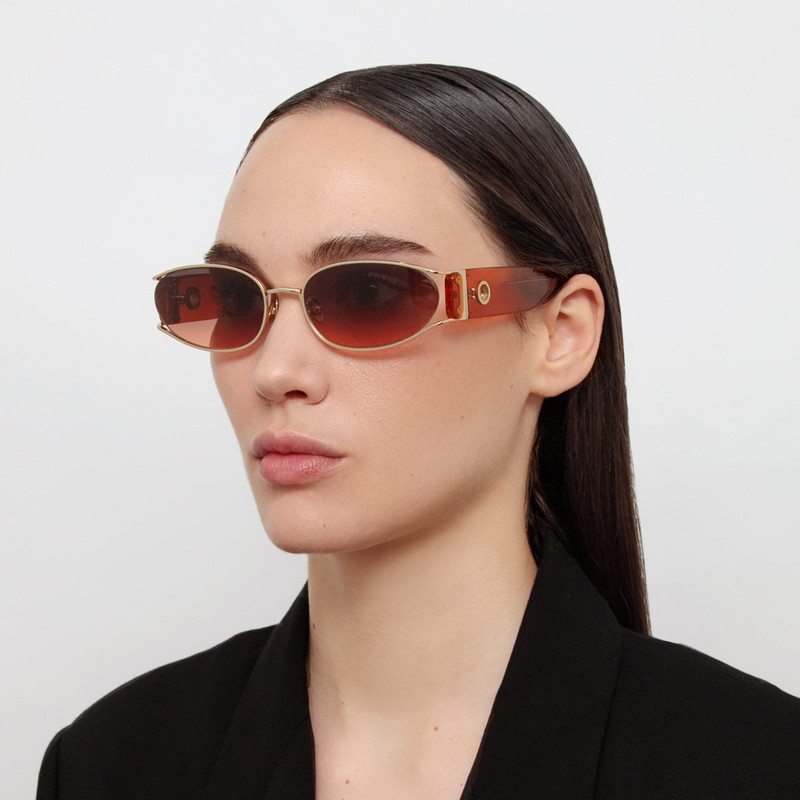 LINDA FARROW SHELBY CAT EYE SUNGLASSES IN LIGHT GOLD AND DUSK outlook