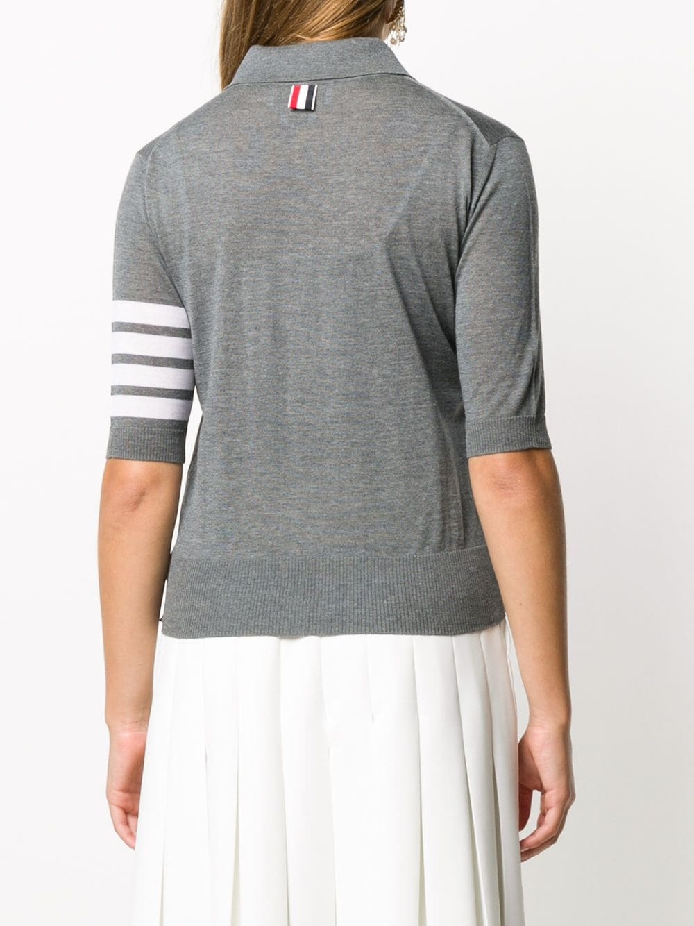 merino polo top with stripe detail - 4