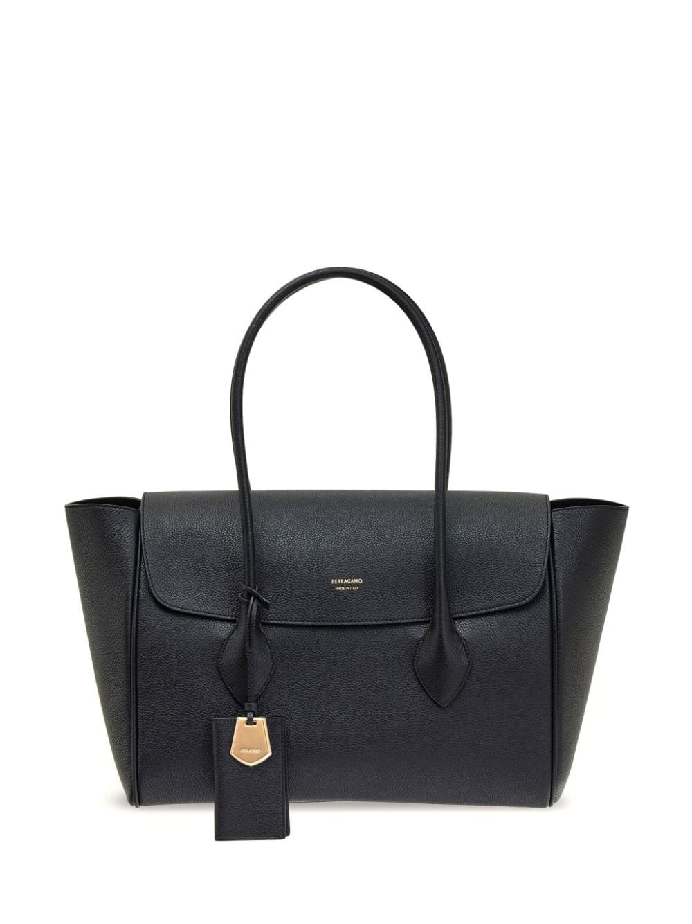 large logo-plaque leather tote bag - 1