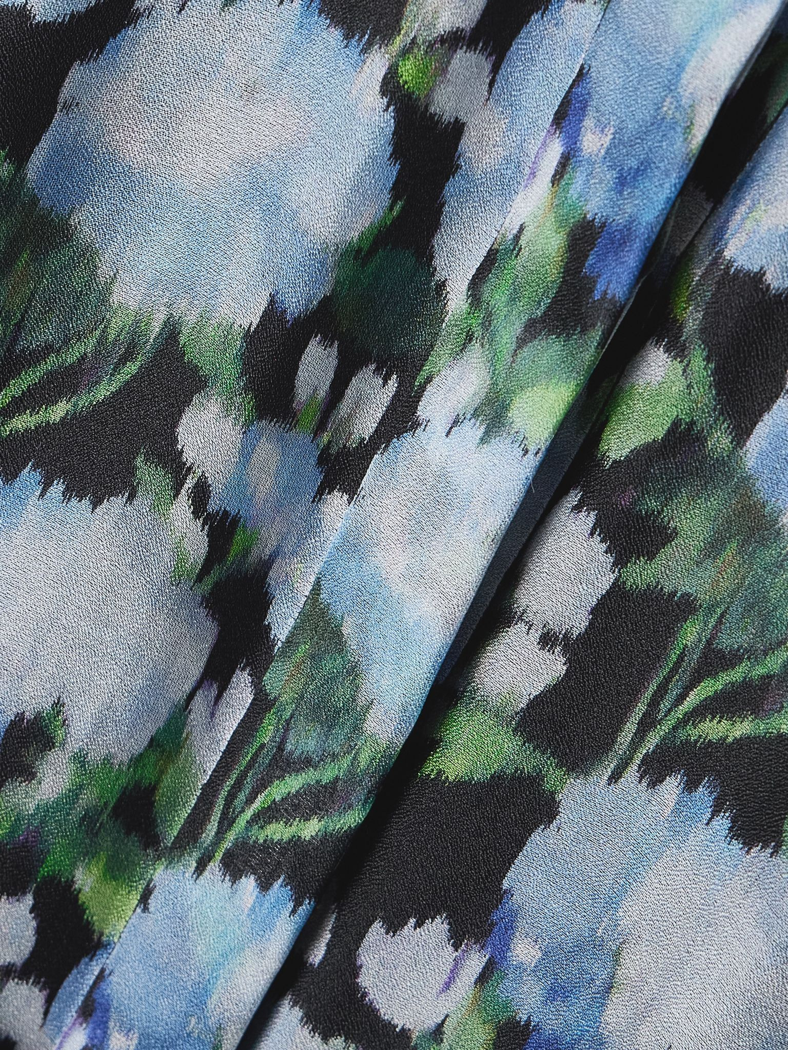 Belted floral-print silk-organza midi shirt dress Blue - 4