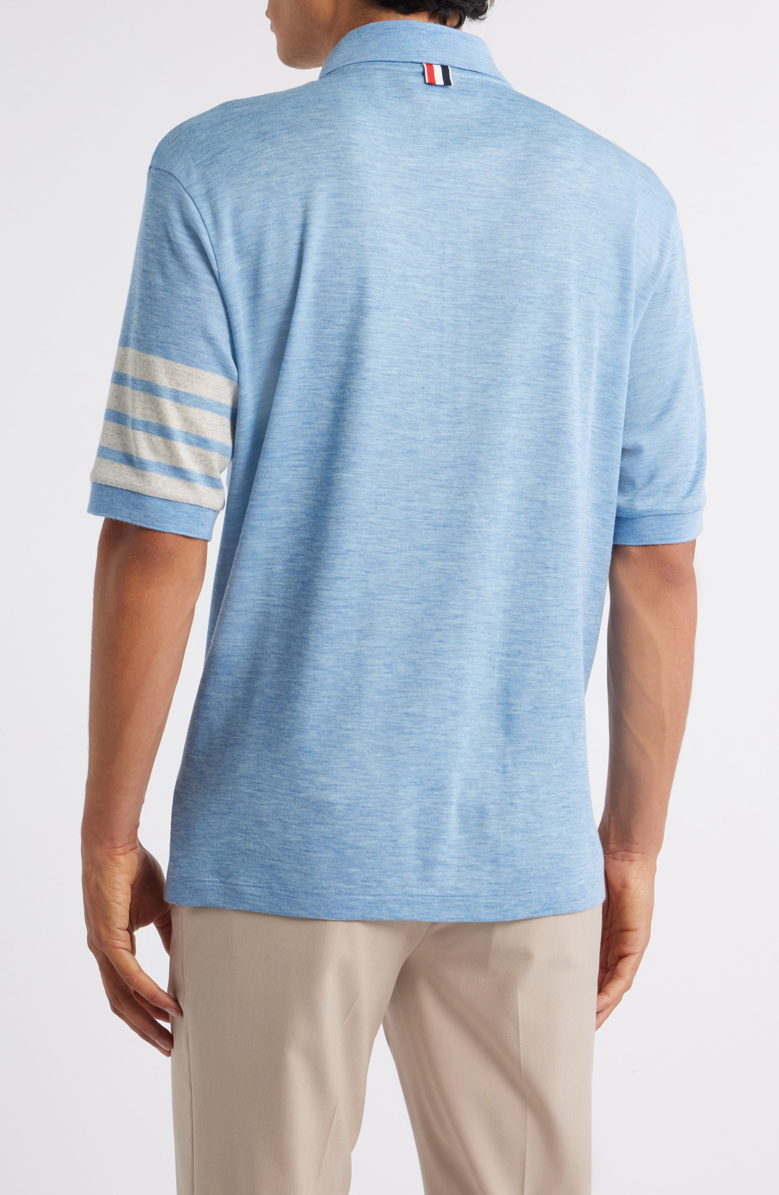 Thom Browne 4-Bar Virgin Wool Jersey Polo in Light Blue at Nordstrom - 2