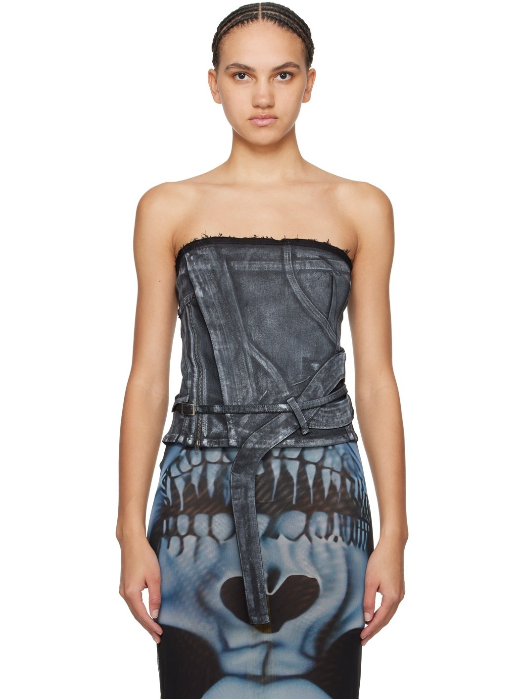 Black Zip Denim Top - 1