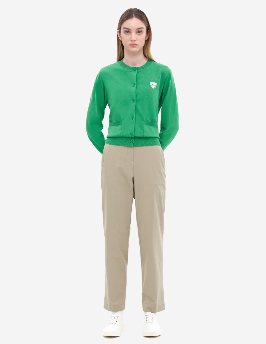 Women Crest Logo Round Neck Cardigan - 2