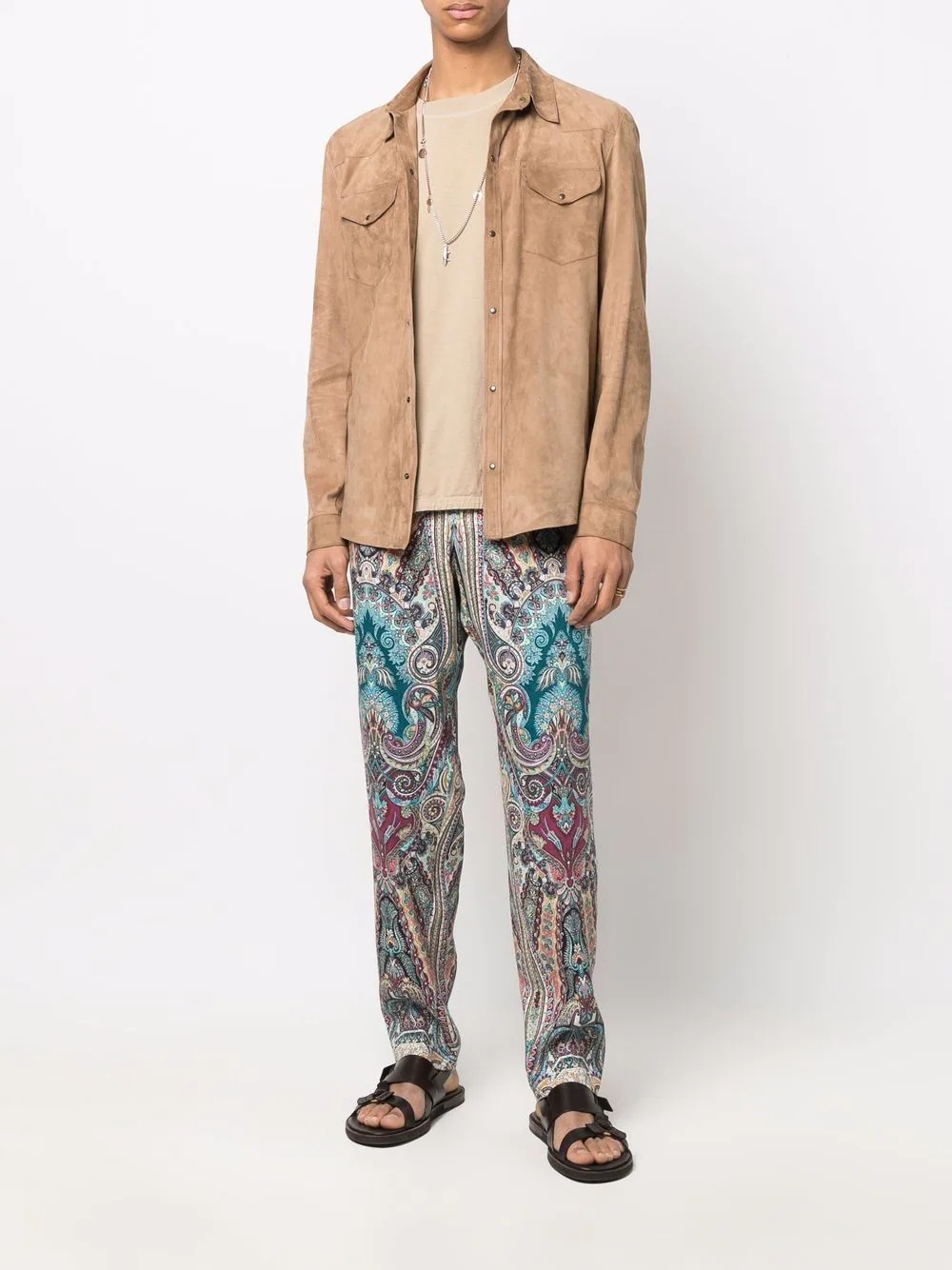 straight-leg paisley-print trousers - 2