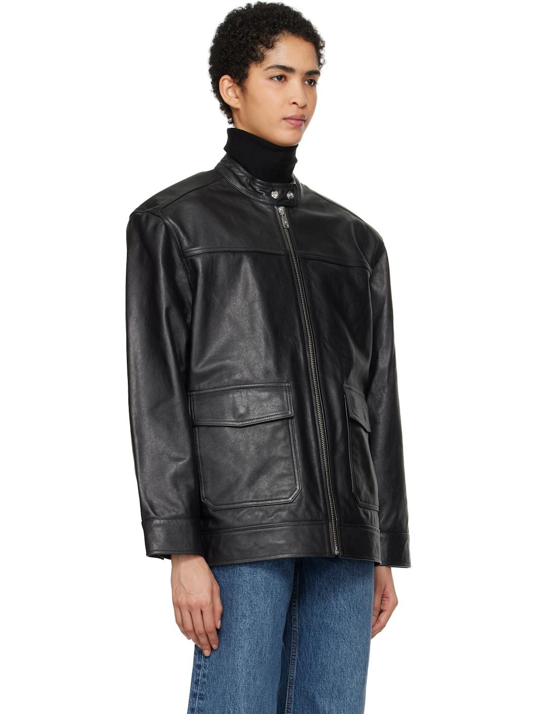 Black Henry Leather Jacket - 2