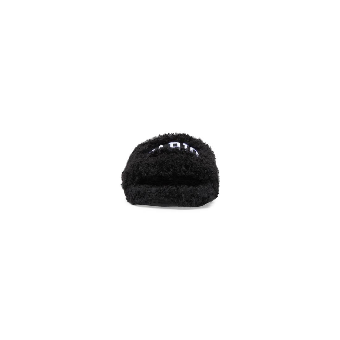 Women's Cities Paris Furry Slide Sandal in Black - 2