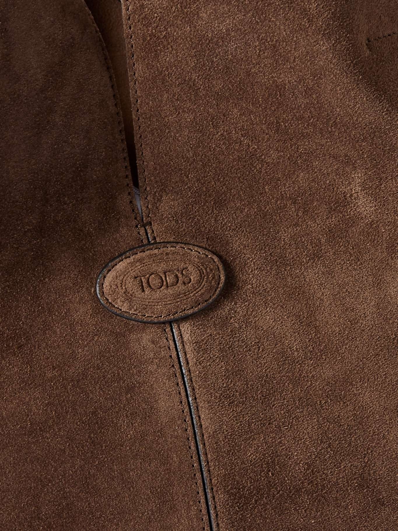 Shopping Medium leather-trimmed suede tote Brown - 4