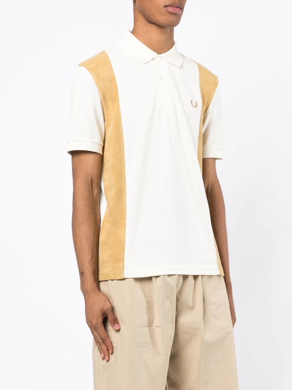 towelling-panel polo shirt - 3