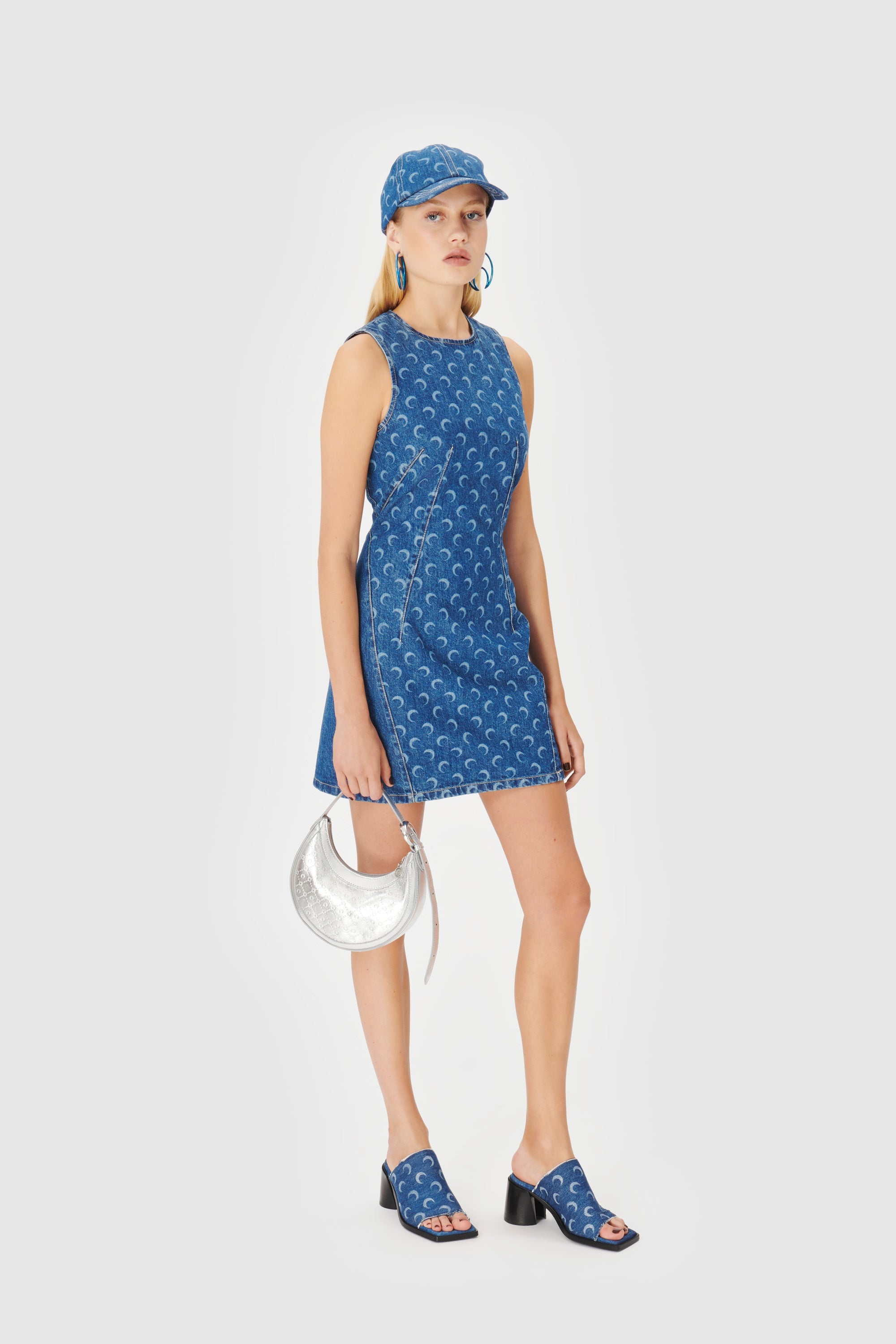 【MARINE SERRE】 Deadstock Denim Mini Dress（送料込み） Marine Serre Deadstock Denim Mini Dress | REVERSIBLE