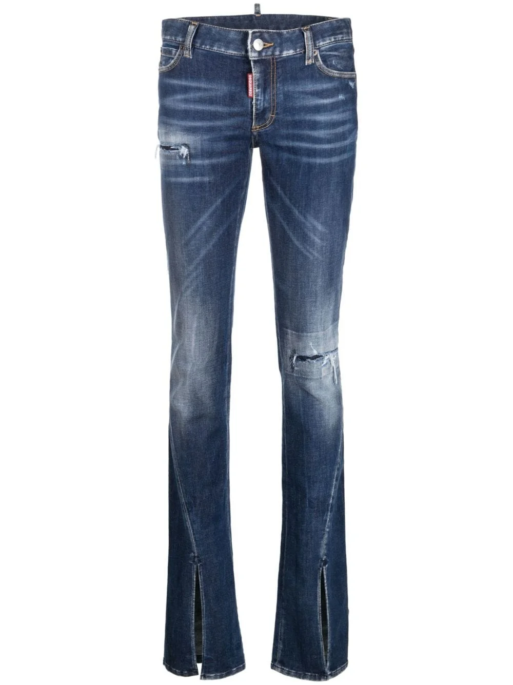 distressed trumpet bootcut jeans - 1