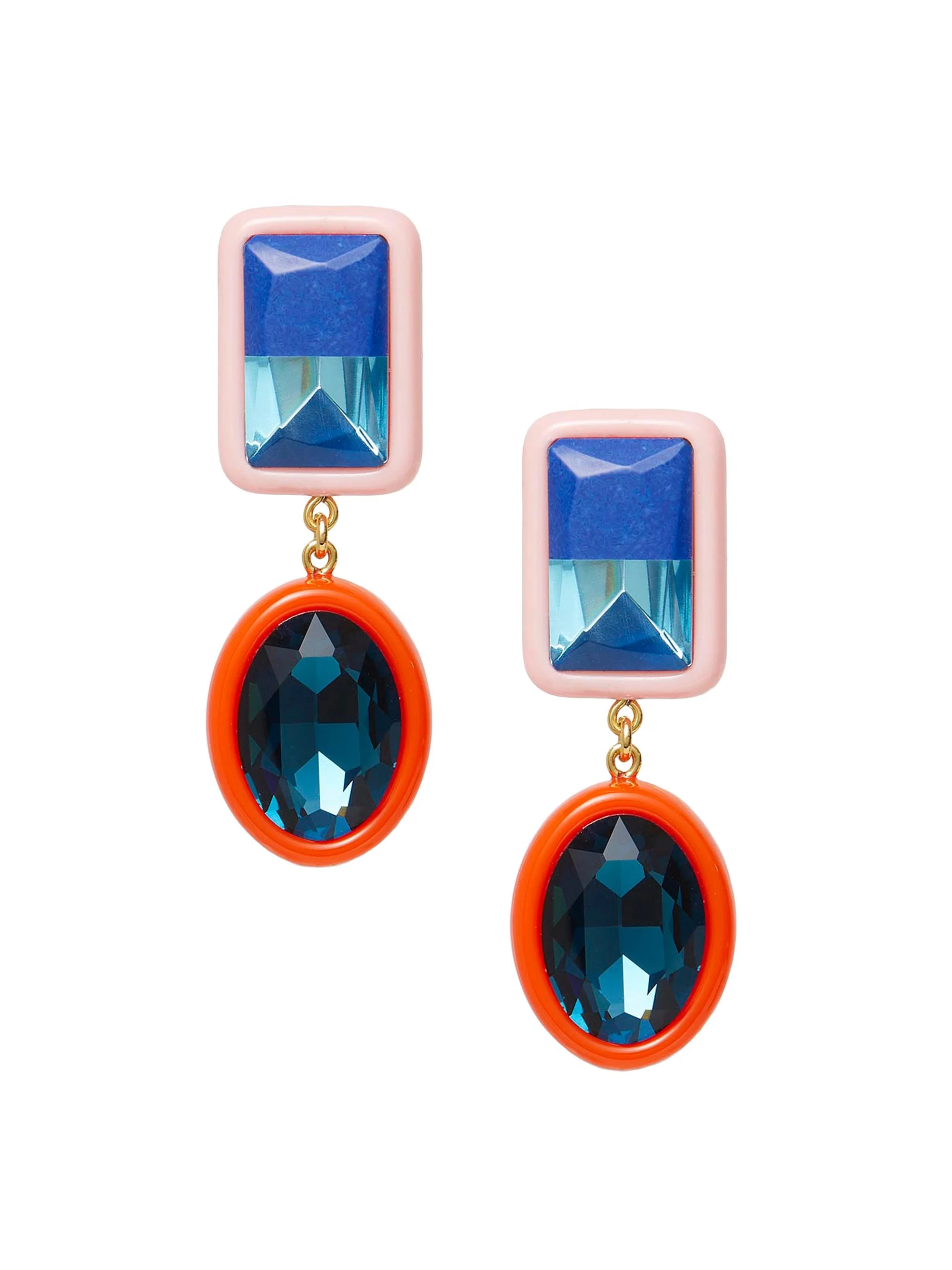 Women's Duo Drop 14K-Gold-Plated, Glass Crystal & Resin Drop Earrings - Pink Fire - 1