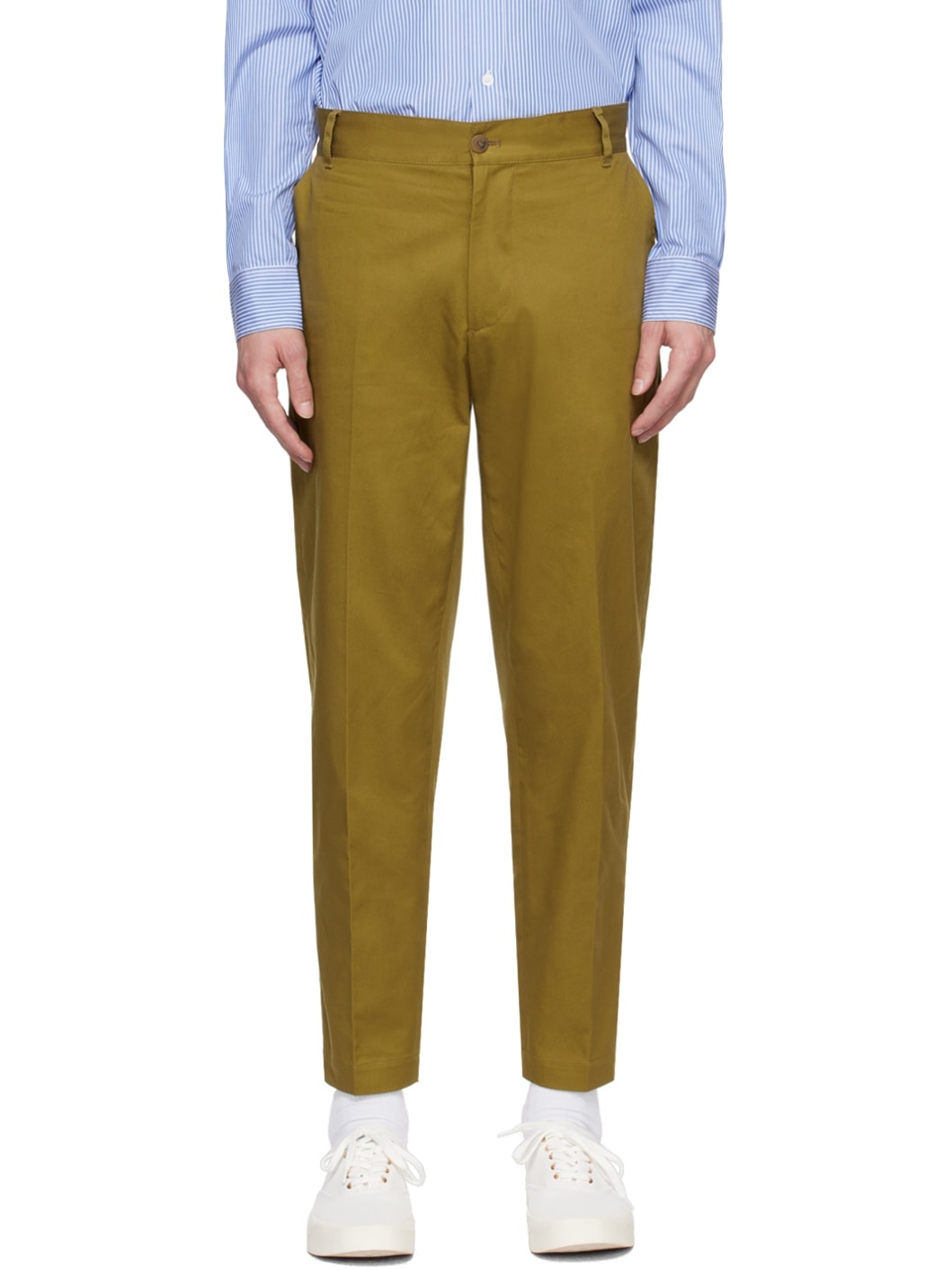 Khaki Embroidered Trousers - 1