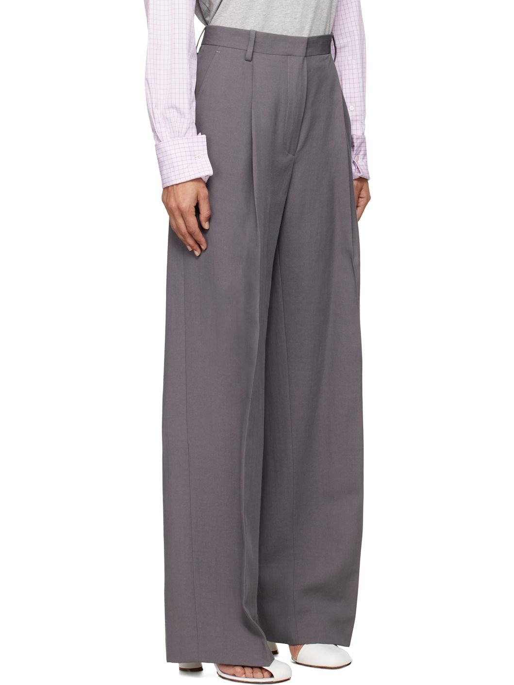 Taupe Wool & Paper Trousers - 2