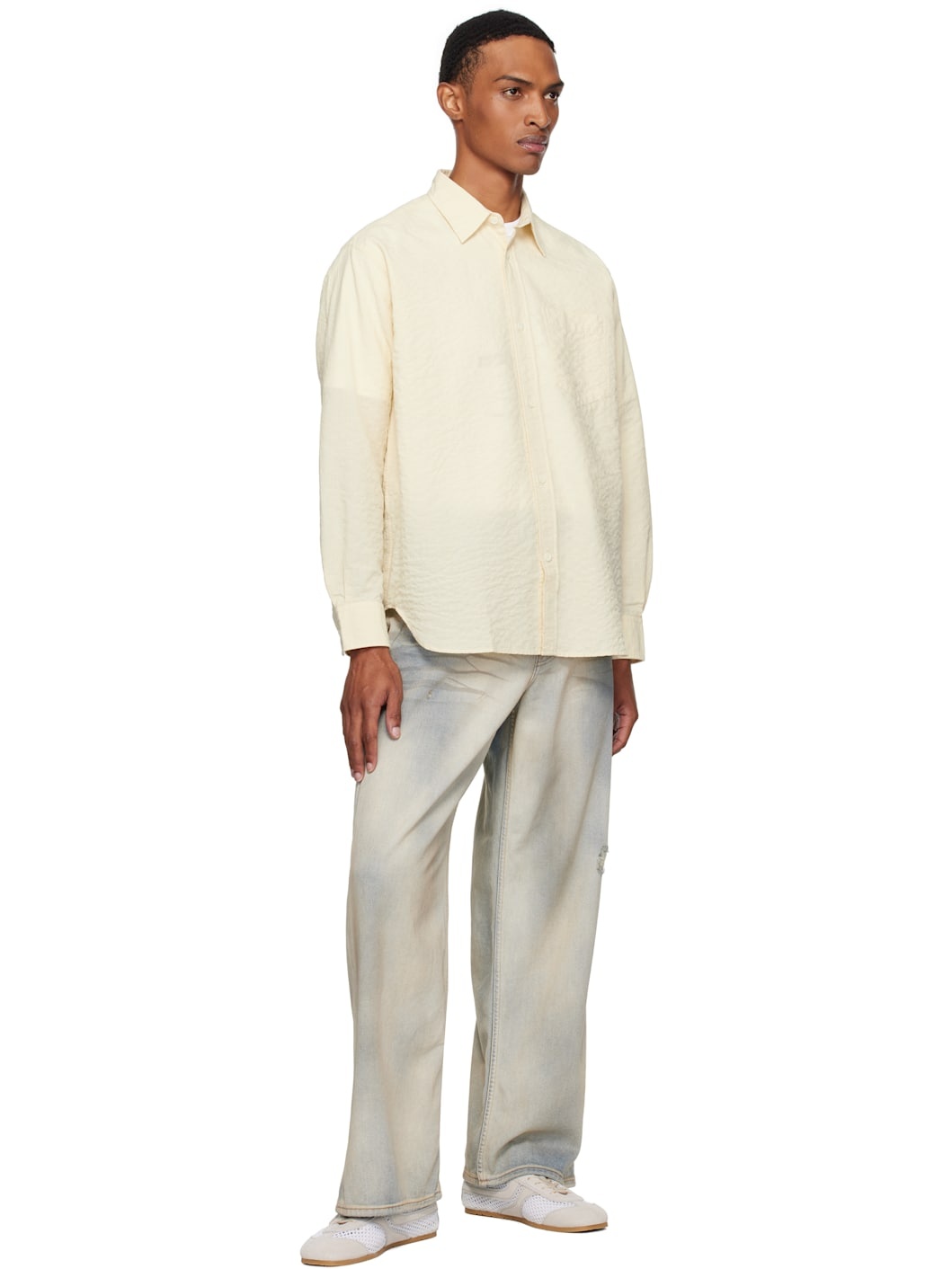 Beige Mo Oversized Check Shirt - 4