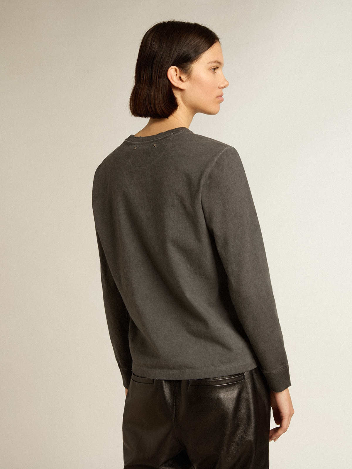 Anthracite cotton T-shirt with print on the front - 4
