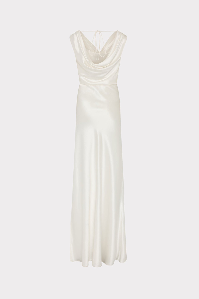 Hammered Satin Cowl Neck Gown 3