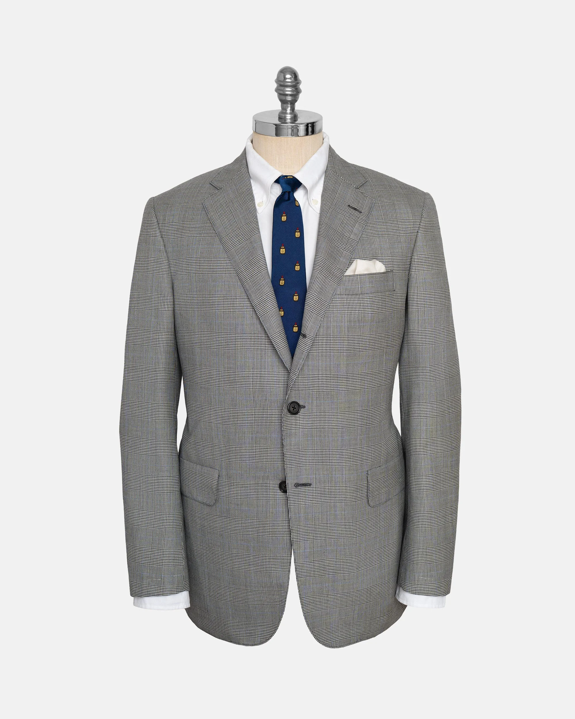 MADE-IN-USA PRINCE OF WALES CHECK WORSTED WOOL SUIT - 1