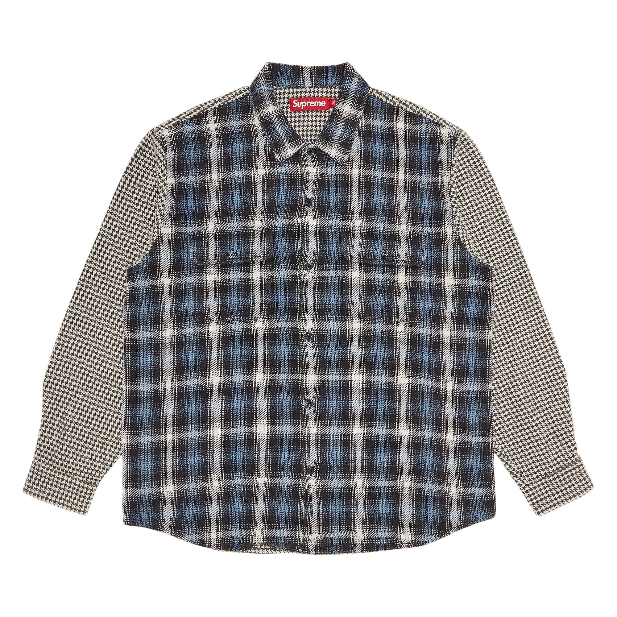 Supreme Houndstooth Plaid Flannel Shirt 'Navy' - 1