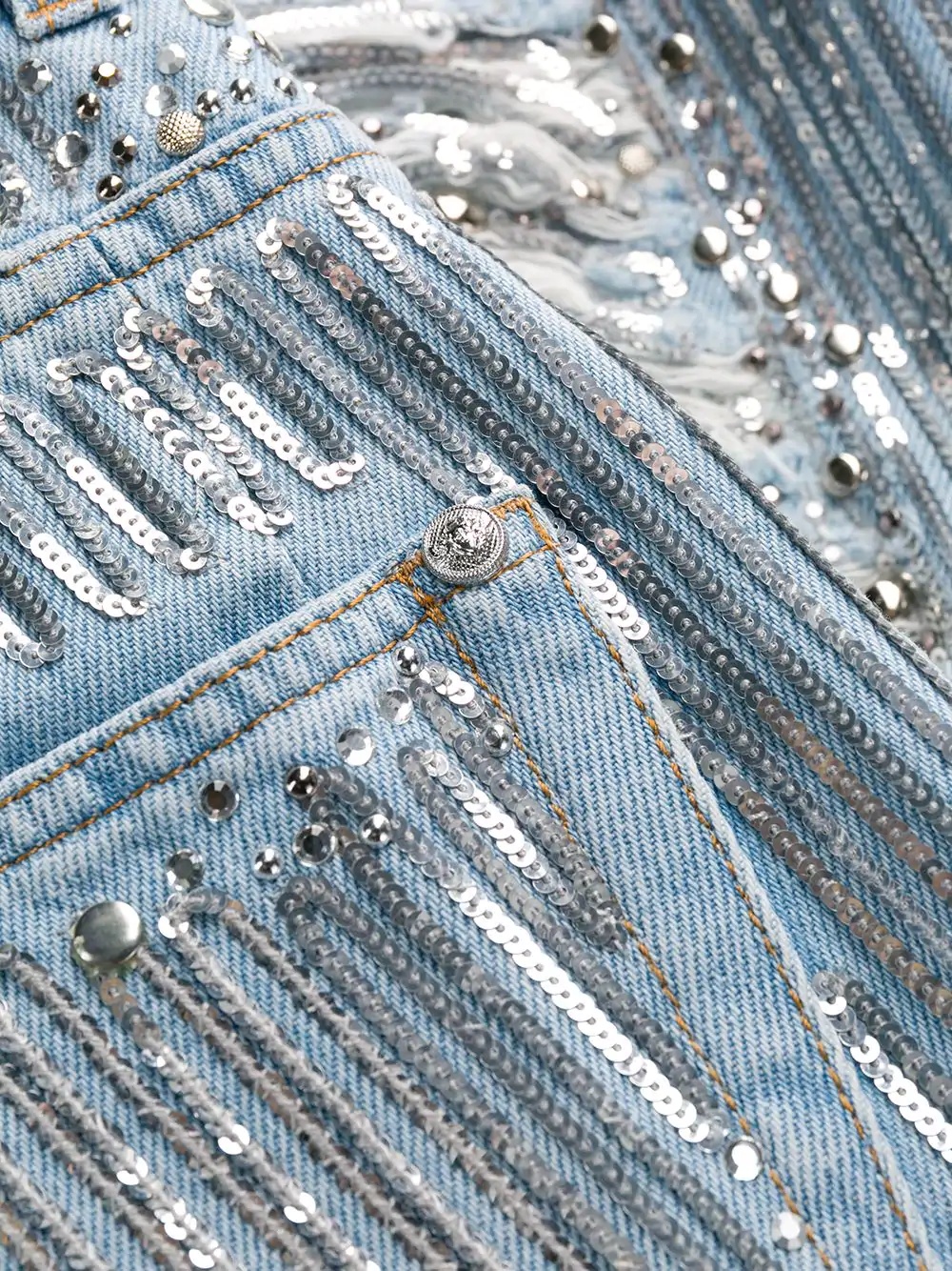 high-rise sequin boyfriend jeans - 7