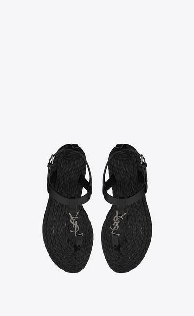SAINT LAURENT cassandra flat sandals in smooth leather with silver-tone monogram outlook
