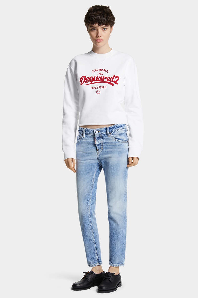SUPERNEGATIVE DYED JUST RIGHT CROPPED RAW HEM CREWNECK - 6