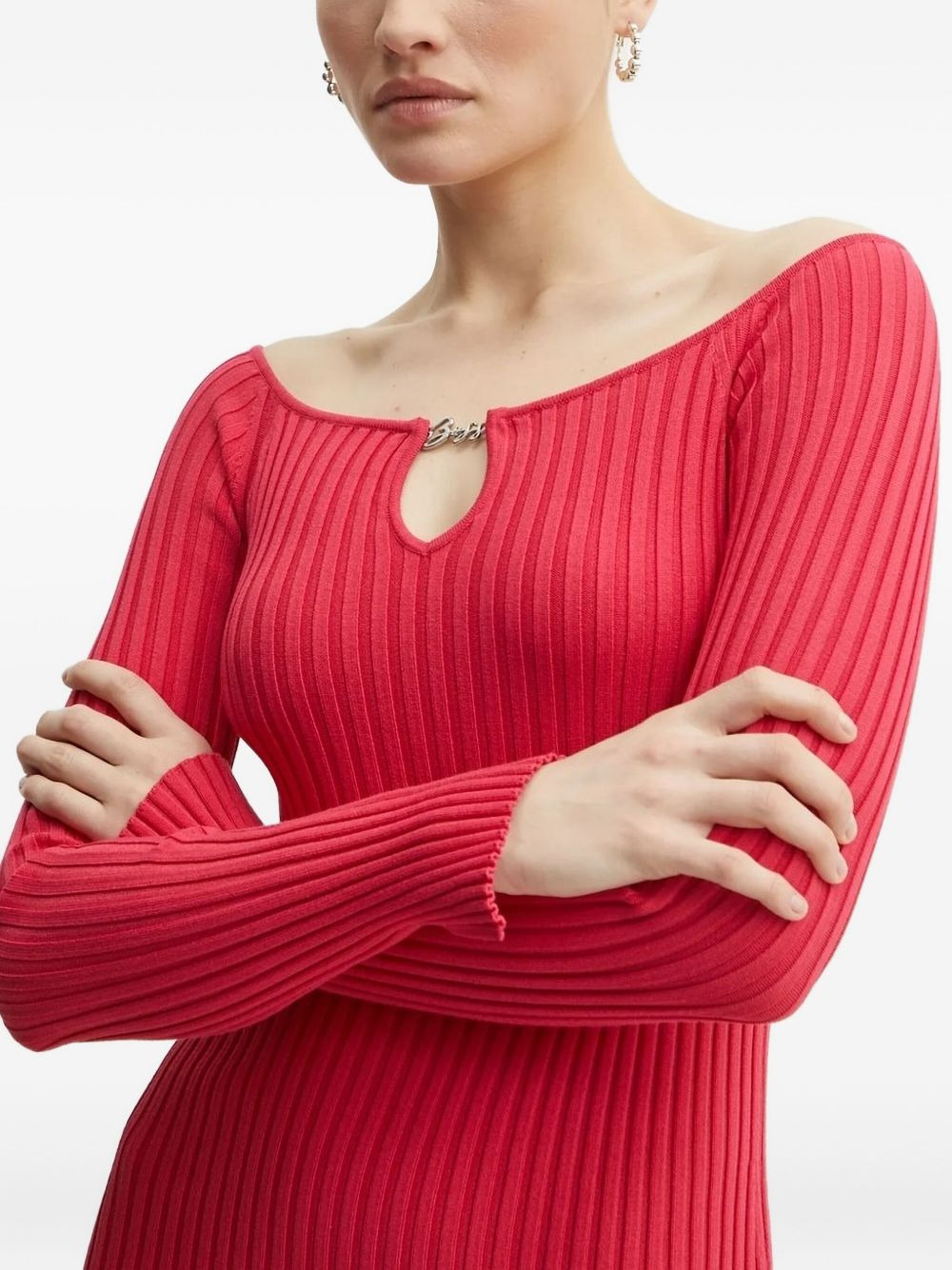 ribbed keyhole midi dress - 3