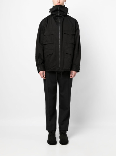 Yohji Yamamoto drawstring-hooded cargo-pocket jacket outlook