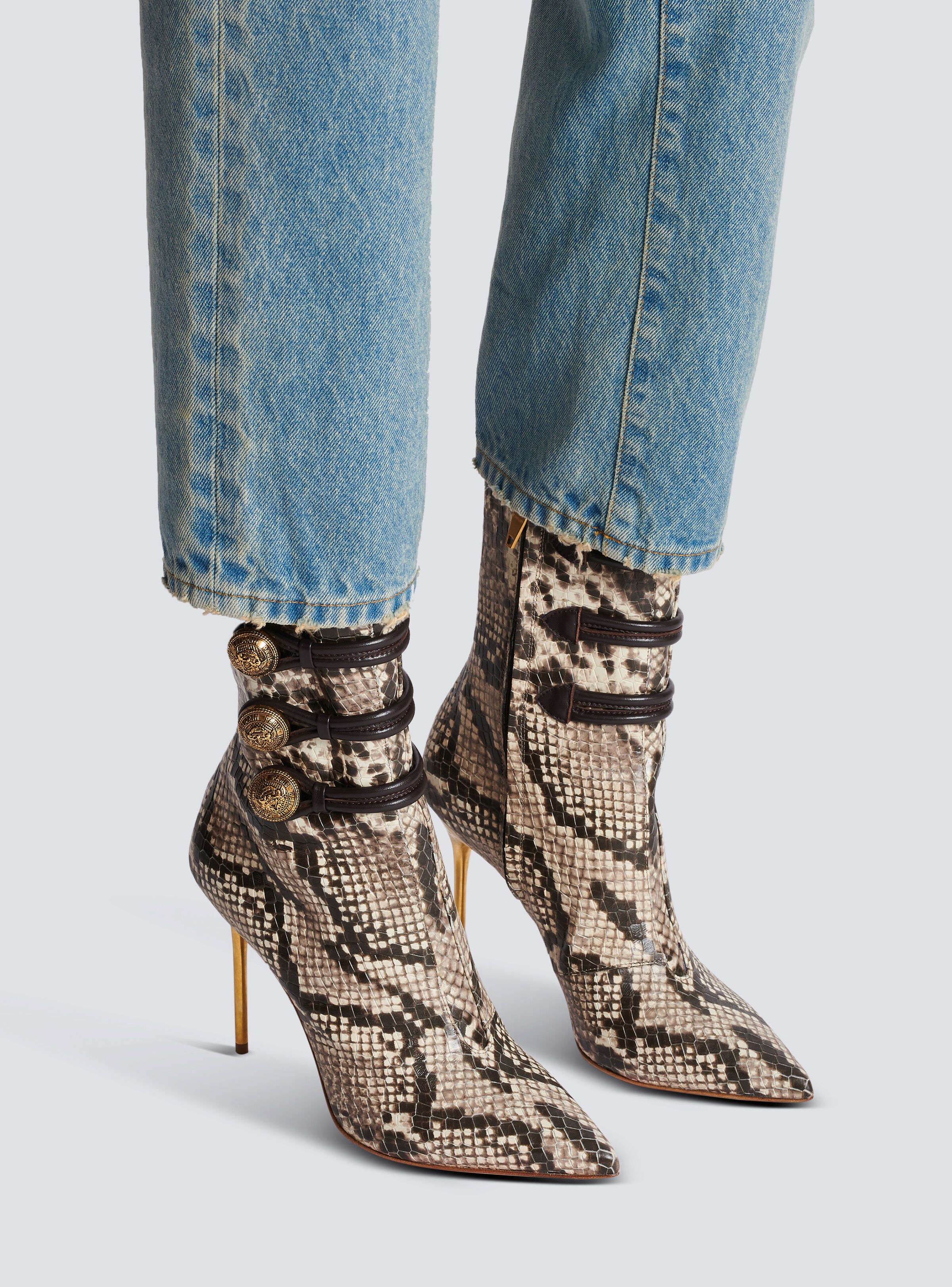 Alma snakeskin-effect leather ankle boots - 8